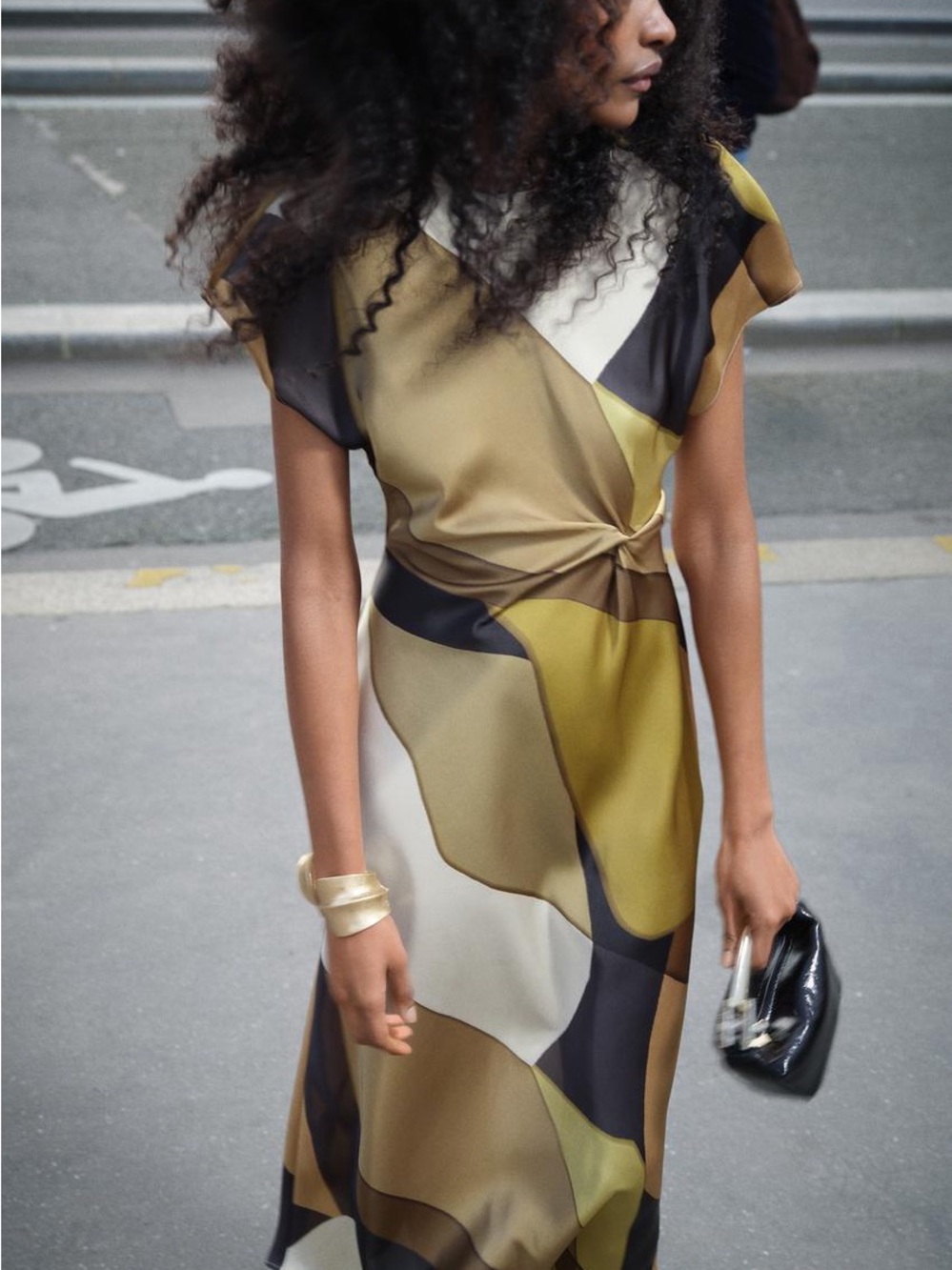 Zara Midi Neutral Multi Color Dress M